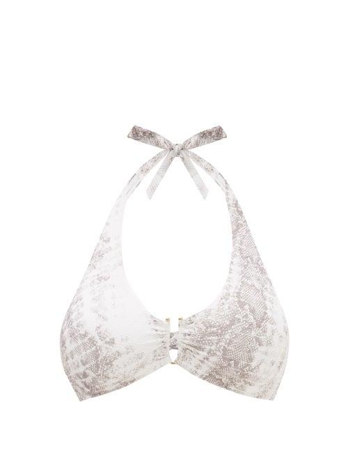Matchesfashion.com Heidi Klein - Cairns Halterneck Python-print Bikini Top - Womens - Python