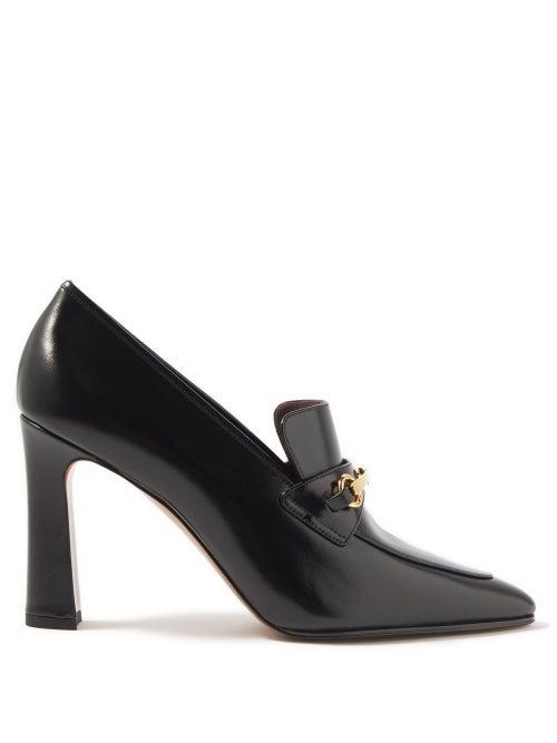 The Row - Lady Heeled Leather Loafers - Womens - Black