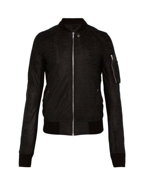 Matchesfashion.com Rick Owens - Blistered Leather Bomber Jacket - Mens - Black