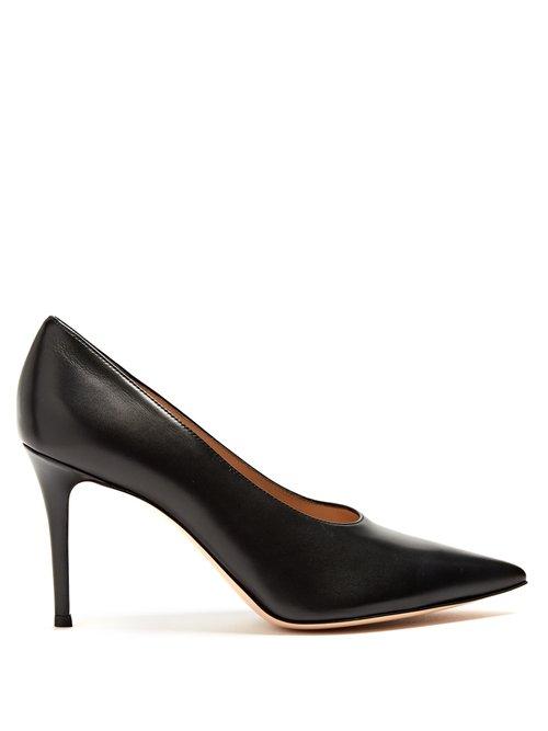 Matchesfashion.com Gianvito Rossi - Muriel 85 High Cut Point Toe Leather Pumps - Womens - Black