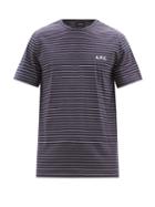 A.p.c. - Bastian Logo-print Striped Cotton-jersey T-shirt - Mens - Navy