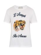 Gucci Tiger-appliqu Cotton T-shirt