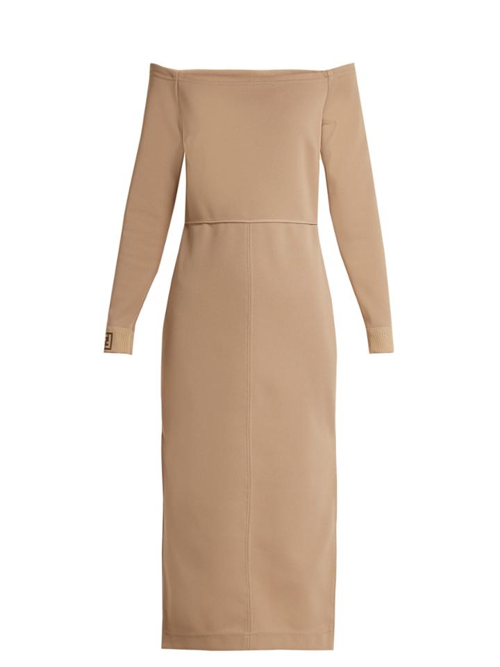 Fendi Off-the-shoulder Midi Dress