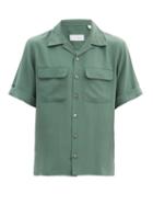 Matchesfashion.com Equipment - Short-sleeved Silk-crepe Shirt - Mens - Dark Green