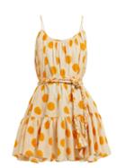 Matchesfashion.com Rhode Resort - Nala Belted Marigold Print Cotton Dress - Womens - Ivory Multi