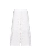 Sea Embroidered A-line Crinkled Midi Skirt