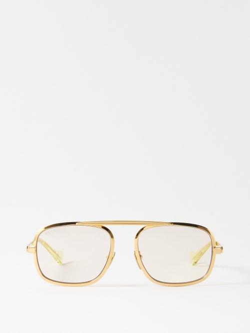 Gucci Eyewear - Aviator Metal Glasses - Womens - Gold