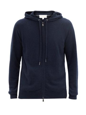 Matchesfashion.com Derek Rose - Finley Zipped Cashmere Hooded Sweatshirt - Mens - Navy