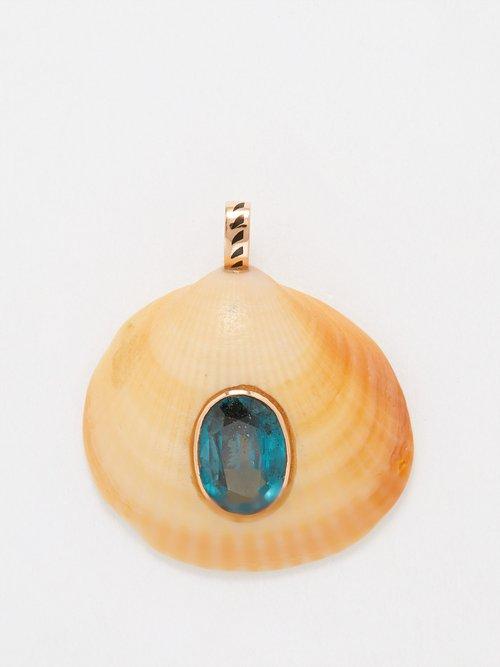 Dezso - Shell, Kyanite & 18kt Rose Gold Charm - Womens - Blue Multi