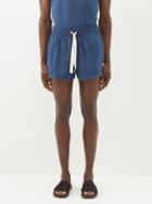 Marrakshi Life - Drawstring-waist Cotton Shorts - Mens - Blue