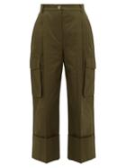 Matchesfashion.com Alexander Mcqueen - Pleated Wide-cuff Cotton-canvas Cargo Trousers - Womens - Khaki