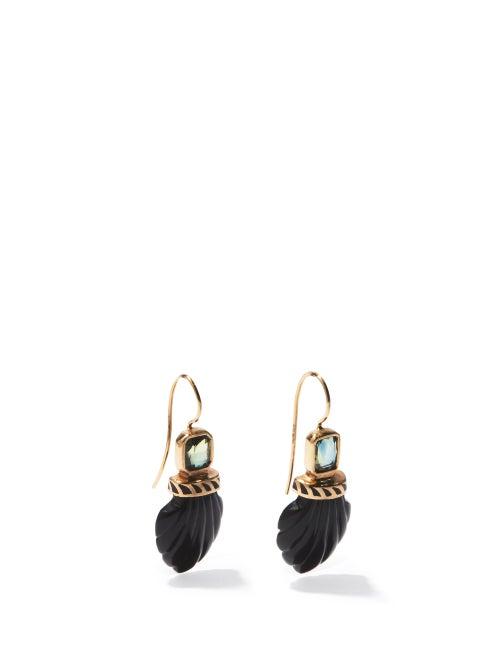 Matchesfashion.com Dezso - Deco Sapphire, Onyx & 18kt Rose-gold Earrings - Womens - Black