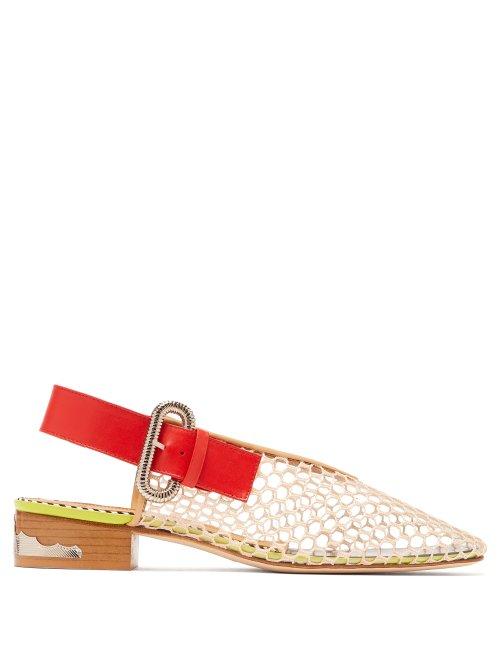 Matchesfashion.com Toga - Mesh And Pvc Slingback Flats - Womens - Beige