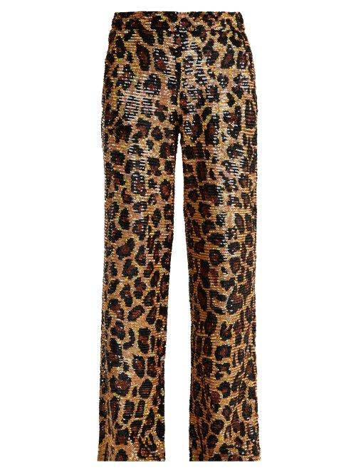Matchesfashion.com Ashish - Leopard Sequin Embellished Cotton Trousers - Womens - Brown
