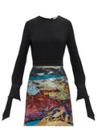 Matchesfashion.com Mary Katrantzou - Ligretto Landscape Jacquard Dress - Womens - Blue Multi