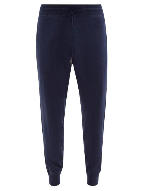 Tom Ford - Tapered-leg Cotton-blend Jersey Track Pants - Mens - Blue