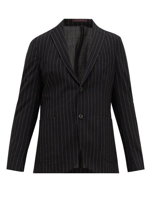 Matchesfashion.com The Gigi - Pinstriped Wool-blend Seersucker Suit Jacket - Mens - Black White