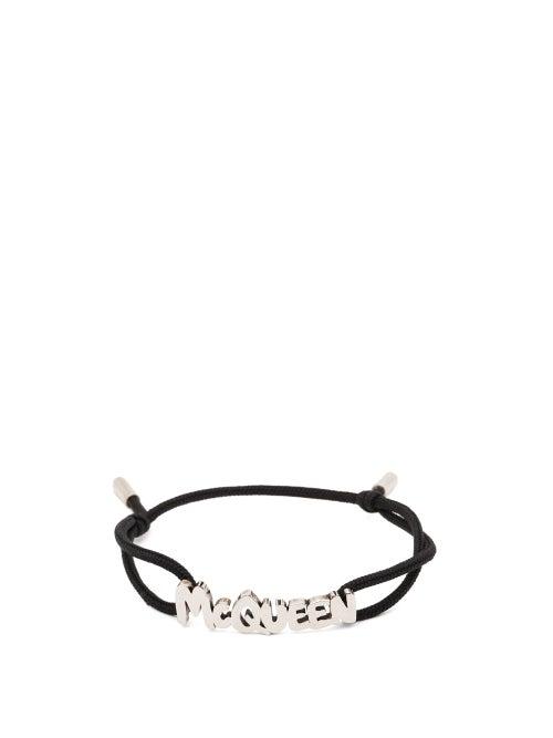 Alexander Mcqueen - Logo-plaque Cord Bracelet - Mens - Black