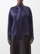 Roksanda - Idara Tie-neck Silk-satin Blouse - Womens - Navy