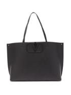 Matchesfashion.com Valentino Garavani - V-logo Large Grained-leather Tote Bag - Womens - Black