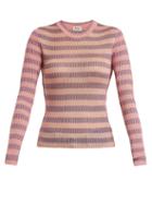 Matchesfashion.com Acne Studios - Rutmar Striped Cotton Blend Sweater - Womens - Pink Multi
