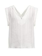 Matchesfashion.com Three Graces London - Isoletta Deep V Neck Cotton Blend Top - Womens - White