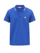 Matchesfashion.com Moncler - Tipped-trim Logo-patch Cotton-piqu Polo Shirt - Mens - Blue