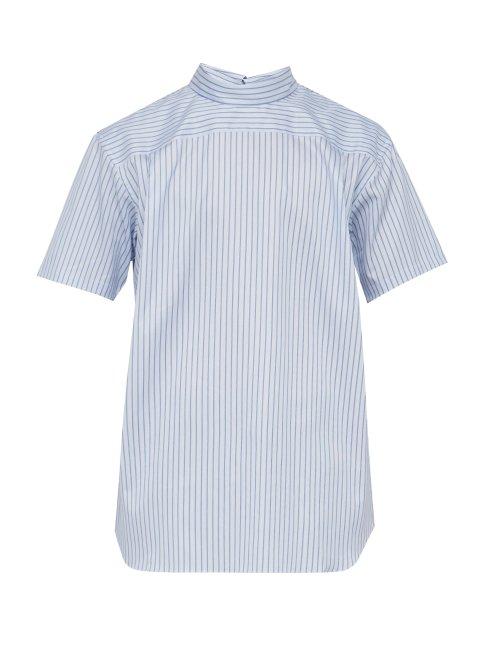 Matchesfashion.com Comme Des Garons Shirt - Reversed Striped Cotton Poplin Shirt - Mens - Blue