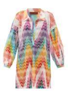 Matchesfashion.com Missoni Mare - Zigzag Spread-collar Short Kaftan - Womens - Multi