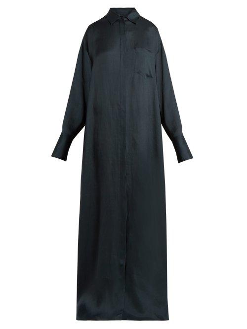 Matchesfashion.com The Row - Siena Crepe Shirtdress - Womens - Dark Green