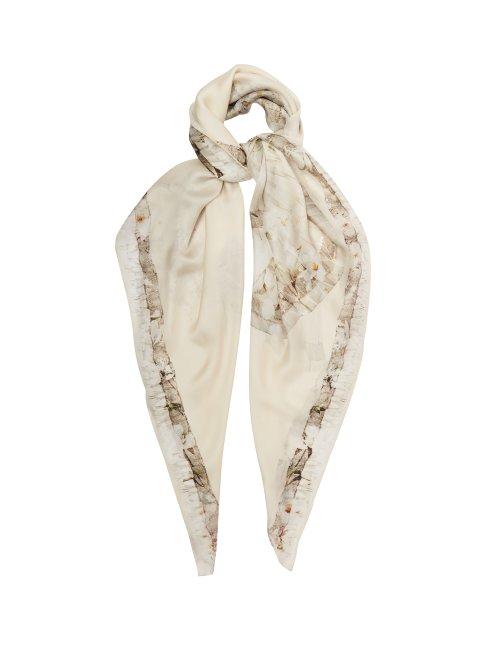 Matchesfashion.com Alexander Mcqueen - Ophelia Dress Print Silk Faille Scarf - Womens - White