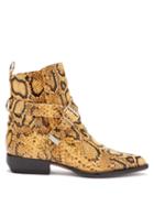 Matchesfashion.com Chlo - Python Effect Leather Ankle Boots - Womens - Black Yellow