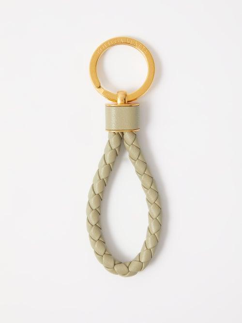 Bottega Veneta - Intrecciato Leather Keyring - Womens - Khaki
