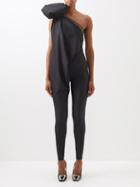 Saint Laurent - Asymmetric Draped-bodice Jersey Jumpsuit - Womens - Black