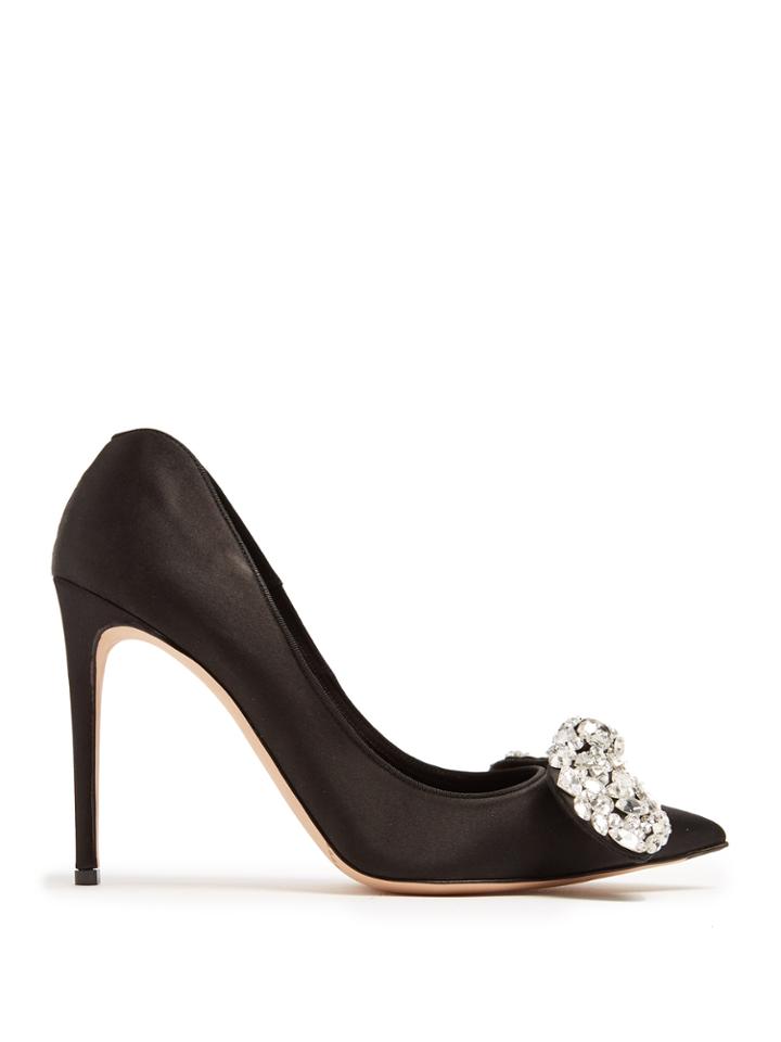 Alexander Mcqueen Crystal-embellished Bow Heart-shaped Heel Pump