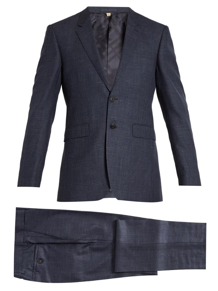 Burberry Checked Notch-lapel Wool-blend Suit