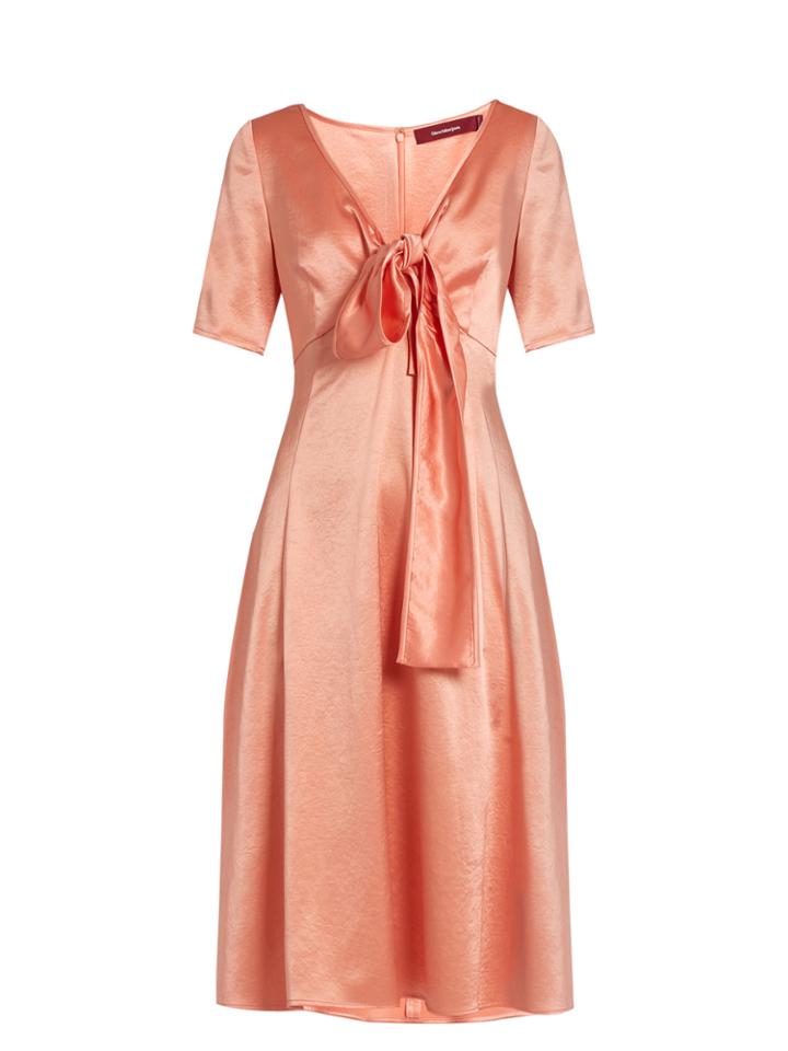 Sies Marjan Tie-front V-neck Satin Dress