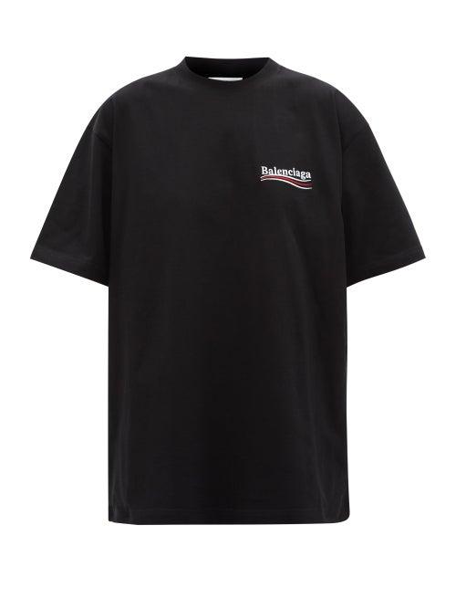 Balenciaga - Campaign Logo-embroidered Cotton-jersey T-shirt - Womens - Black