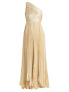 Maria Lucia Hohan Atheer One-shoulder Pleated Silk-blend Gown