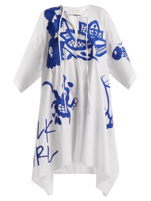 Matchesfashion.com Marques'almeida - Embroidered Kaftan - Womens - White Multi