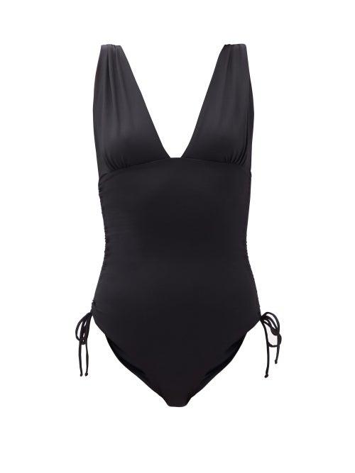 Matchesfashion.com Melissa Odabash - Chile V-neck Ruched-side Swimsuit - Womens - Black