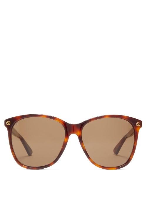 Matchesfashion.com Gucci - Oversized Square Frame Acetate Sunglasses - Womens - Brown
