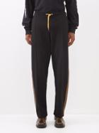 Nicholas Daley - Side-stripe Cotton-blend Piqu Track Pants - Mens - Black Red Print