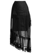 Matchesfashion.com 4 Moncler Simone Rocha - Embroidered Lace Trimmed Tulle Skirt - Womens - Black