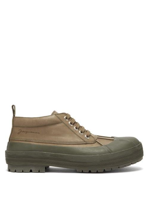Matchesfashion.com Jacquemus - Meuniers Leather And Rubber Lace Up Shoes - Mens - Khaki