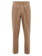 Matchesfashion.com The Gigi - Santiago Cotton Blend Twill Tapered Trousers - Mens - Dark Beige