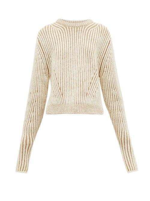 Matchesfashion.com Chlo - Two Tone Ribbed Wool Blend Sweater - Womens - Beige Multi
