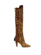 Matchesfashion.com Aquazzura - X Claudia Schiffer Bowie 85 Knee High Boots - Womens - Black Tan
