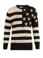 Balmain American Flag-intarsia Linen Sweater