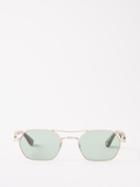 Garrett Leight - Goldie Aviator Metal And Acetate Sunglasses - Mens - Green